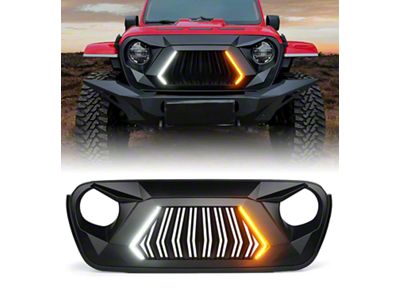Front Grille with Turn Signal; Matte Black (18-24 Jeep Wrangler JL)