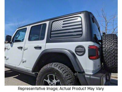 Rear Side Window American Flag Decal; Carbon Fiber Black (18-24 Jeep Wrangler JL)