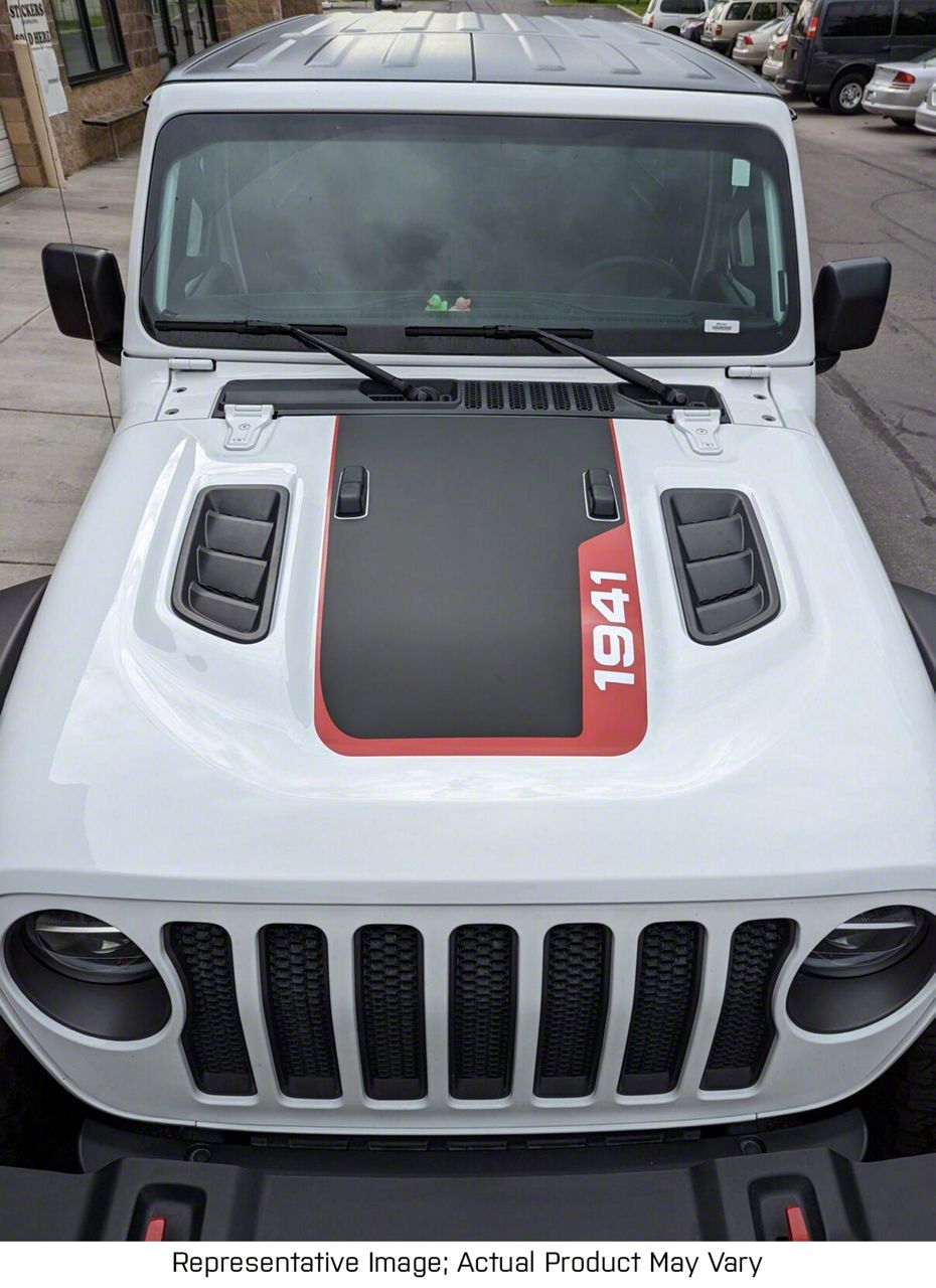 Jeep Gladiator Hood Stripe with 1941 Logo; Carbon Fiber Black (2024