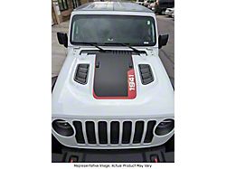 Hood Stripe with 1941 Logo; Carbon Fiber Black (18-23 Jeep Wrangler JL Rubicon)