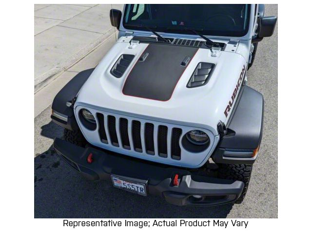 Hood Stripe; Carbon Fiber Black (18-24 Jeep Wrangler JL, Excluding Rubicon)