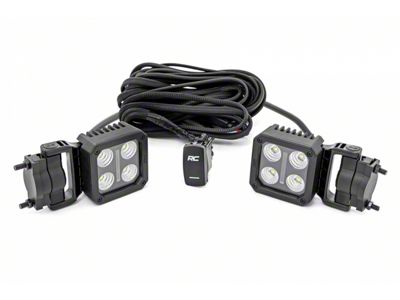 Rough Country 2-Inch Square LED Lights with Swivel Mounts; Flood Beam (Universal; Some Adaptation May Be Required)