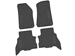 FLEXTREAD Factory Floorpan Fit Tire Tread/Scorched Earth Scene Front and Rear Floor Mats with 4xe Insert; Black (21-23 Jeep Wrangler JL 4xe)