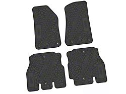 FLEXTREAD Factory Floorpan Fit Tire Tread/Scorched Earth Scene Front and Rear Floor Mats with JEEP Insert; Black (18-24 Jeep Wrangler JL 4-Door, Excluding 4xe)