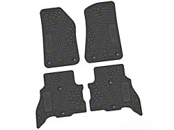 FLEXTREAD Factory Floorpan Fit Tire Tread/Scorched Earth Scene Front and Rear Floor Mats with JEEP Insert; Black (21-24 Jeep Wrangler JL 4xe)