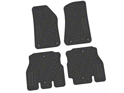 FLEXTREAD Factory Floorpan Fit Tire Tread/Scorched Earth Scene Front and Rear Floor Mats with MOAB Insert; Black (18-24 Jeep Wrangler JL 4-Door, Excluding 4xe)