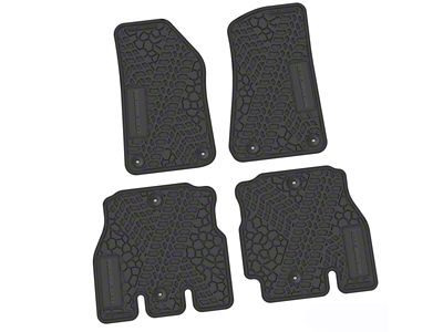 FLEXTREAD Factory Floorpan Fit Tire Tread/Scorched Earth Scene Front and Rear Floor Mats with Wrangler Insert; Black (18-24 Jeep Wrangler JL 4-Door, Excluding 4xe)