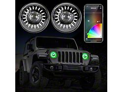 XK Glow 7-Inch RGB LED Headlights with Dual-Mode Dash Mount Controller; Black Housing; Clear Lens (20-23 Jeep Gladiator JT)