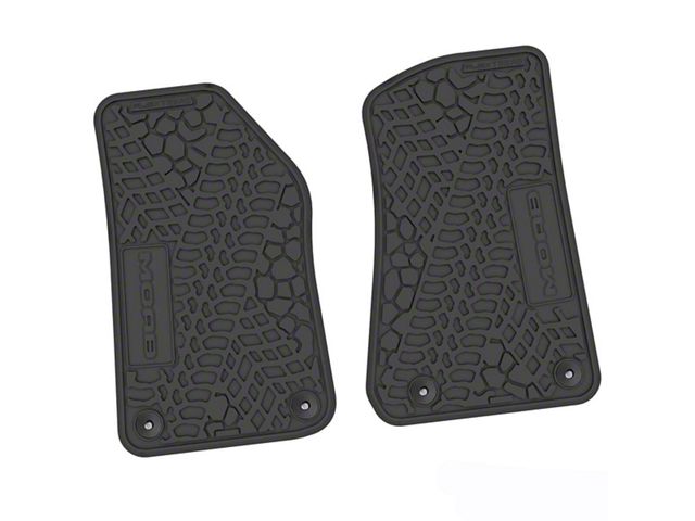 FLEXTREAD Factory Floorpan Fit Tire Tread/Scorched Earth Scene Front Floor Mats with MOAB Insert; Black (20-24 Jeep Gladiator JT)