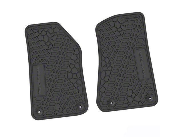 FLEXTREAD Factory Floorpan Fit Tire Tread/Scorched Earth Scene Front Floor Mats with Wrangler Insert; Black (20-24 Jeep Gladiator JT)
