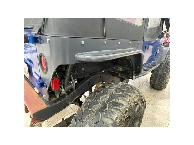 Wizard Works Offroad Comp Cut Rear Armor with Tube Flares; Bare Steel (87-95 Jeep Wrangler YJ)