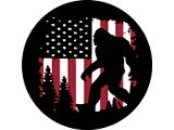 Bigfoot or Sasquatch American Flag Spare Tire Cover; Black (18-26 Jeep Wrangler JL)