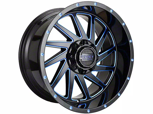 Impact Wheels 811 Gloss Black and Blue Milled Wheel; 17x9 (20-23 Jeep Gladiator JT)