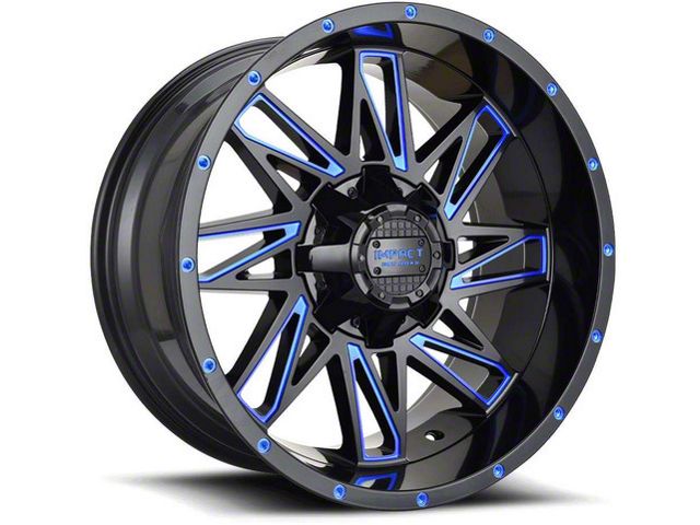 Impact Wheels 814 Gloss Black and Blue Milled Wheel; 17x9 (05-10 Jeep Grand Cherokee WK, Excluding SRT8)