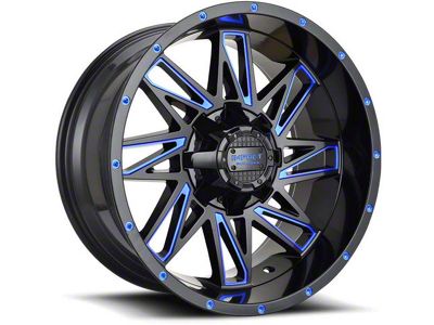 Impact Wheels 814 Gloss Black and Blue Milled Wheel; 17x9 (99-04 Jeep Grand Cherokee WJ)