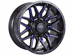 Impact Wheels 819 Gloss Black and Blue Milled Wheel; 17x9 (18-23 Jeep Wrangler JL)