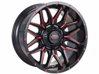 Impact Wheels 819 Gloss Black and Red Milled Wheel; 17x9 (05-10 Jeep Grand Cherokee WK, Excluding SRT8)