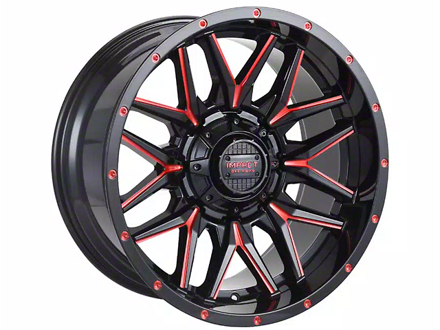 Impact Wheels 819 Gloss Black and Red Milled Wheel; 17x9 (20-23 Jeep Gladiator JT)