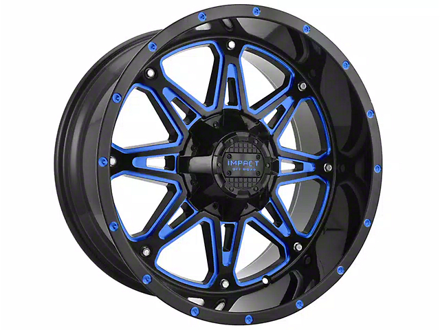 Impact Wheels 810 Gloss Black and Blue Milled Wheel; 17x9 (07-18 Jeep Wrangler JK)
