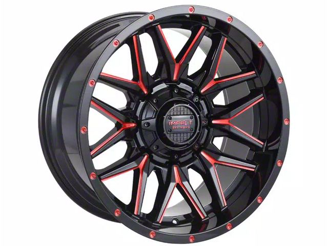 Impact Wheels 819 Gloss Black and Red Milled Wheel; 17x9 (87-95 Jeep Wrangler YJ)