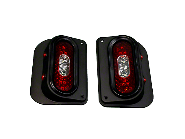 Combat Off Road Tail Gunner LED Tail Lights; Black Housing; Red Clear Lens (07-18 Jeep Wrangler JK)