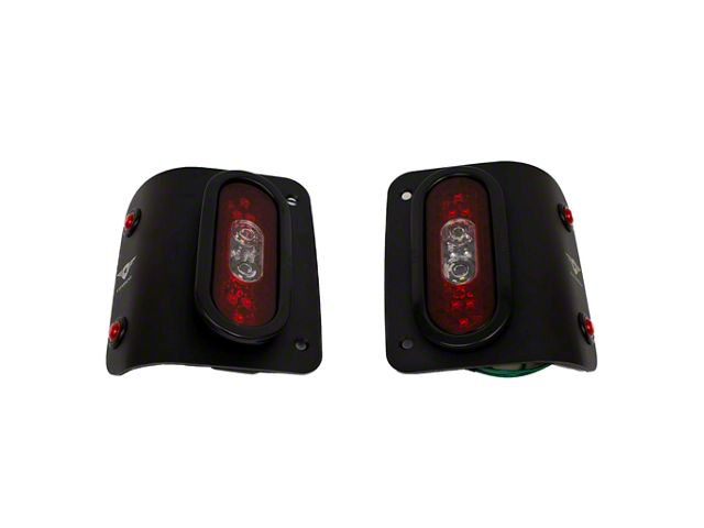 Combat Off Road Tail Gunner LED Tail Lights; Black Housing; Red Clear Lens (18-24 Jeep Wrangler JL)