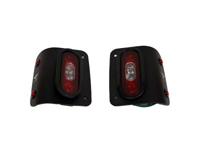 Combat Off Road Tail Gunner LED Tail Lights; Black Housing; Red Clear Lens (18-23 Jeep Wrangler JL)