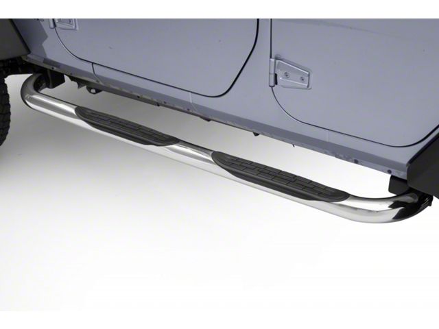 3-Inch 4000 Series Cab Length Side Step Bars; Chrome (07-18 Jeep Wrangler JK 2-Door)