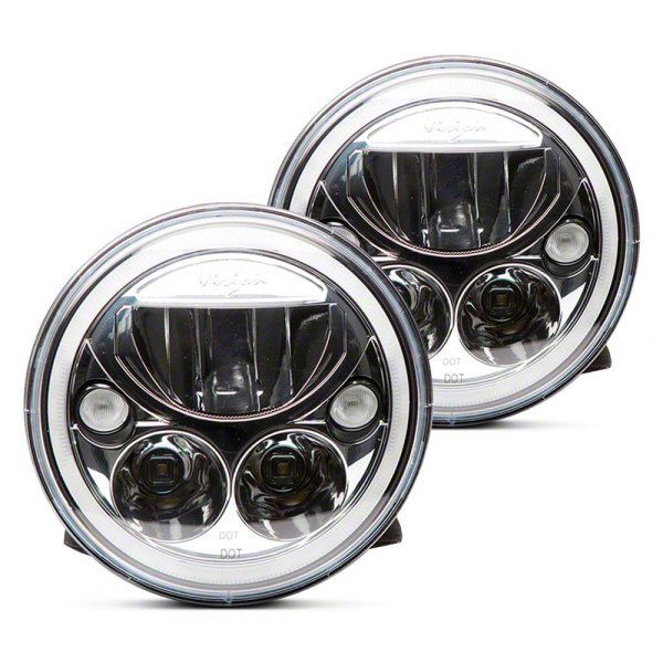 Vision X Jeep Wrangler 7Inch VX Series LED Headlight Kit with White Halo; Chrome Housing