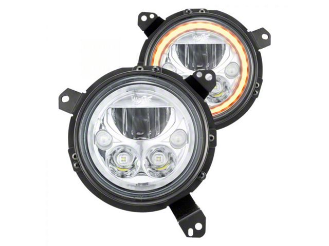 Vision X 7-Inch VX Series LED Headlight Kit with Amber Halo; Chrome Housing (20-24 Jeep Gladiator JT)