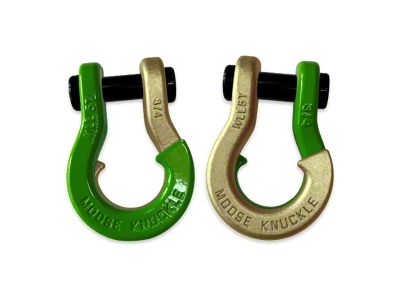 Moose Knuckle Offroad Jowl Split Recovery Shackle 3/4 Combo; Sublime Green and Brass Knuckle