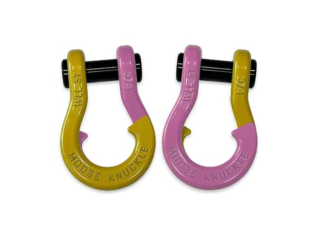 Moose Knuckle Offroad Jowl Split Recovery Shackle 3/4 Combo; Detonator Yellow and Pretty Pink