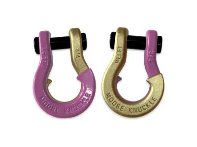 Moose Knuckle Offroad Jowl Split Recovery Shackle Combo; Pretty Pink and Brass Knuckle