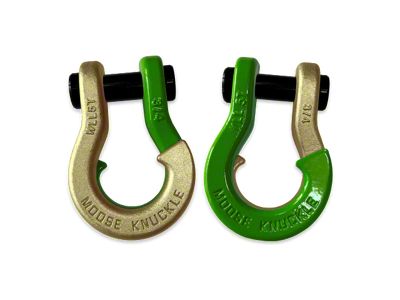 Moose Knuckle Offroad Jowl Split Recovery Shackle 3/4 Combo; Brass Knuckle and Sublime Green