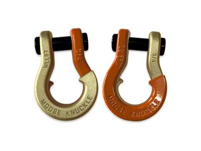 Moose Knuckle Offroad Jowl Split Recovery Shackle 3/4 Combo; Brass Knuckle and Obscene Orange