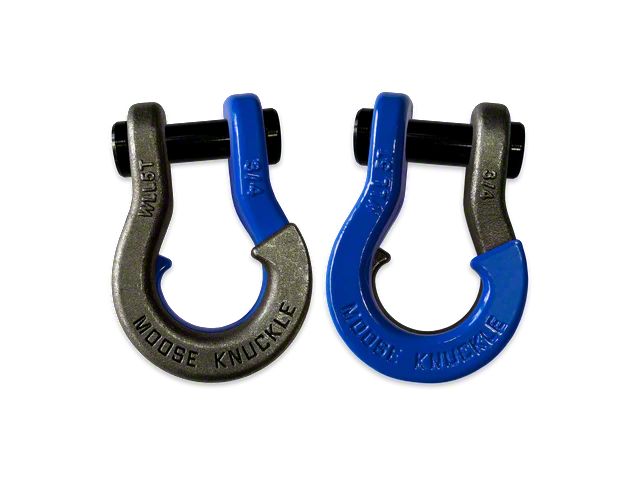 Moose Knuckle Offroad Jowl Split Recovery Shackle 3/4 Combo; Raw Dog and Blue Balls