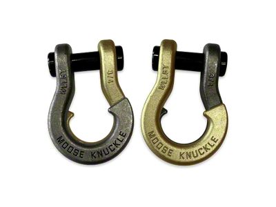 Moose Knuckle Offroad Jowl Split Recovery Shackle 3/4 Combo; Raw Dog and Brass Knuckle
