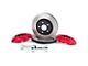 Alcon 4-Piston Front Big Brake Kit with 350x32mm Slotted Rotors; Red Calipers (07-18 Jeep Wrangler JK)