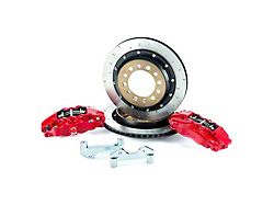 Alcon 4-Piston Rear Big Brake Kit with 335x22mm Slotted Rotors; Red Calipers (07-18 Jeep Wrangler JK w/ 6x5.5-Inch Hubs)
