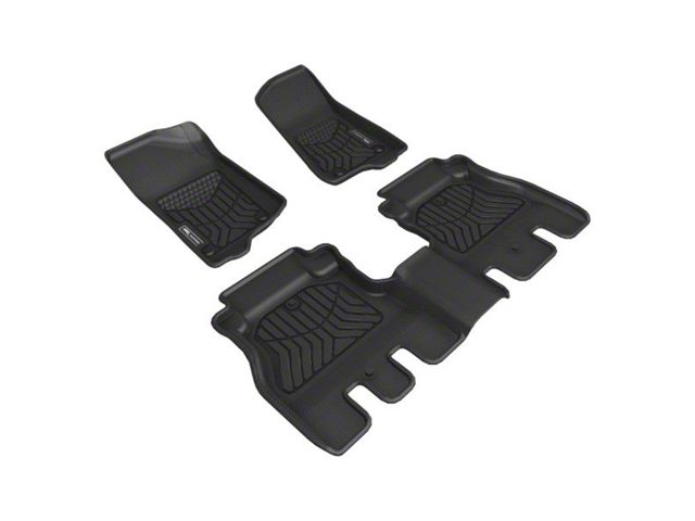 3D MAXpider Maxtrac Series All-Weather Custom Fit Front and Rear Floor Liners; Black (18-24 Jeep Wrangler JL 4-Door, Excluding 4xe)