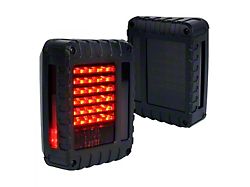 Defender Series LED Tail Lights; Black Housing; Smoked Lens (07-18 Jeep Wrangler JK)