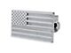 2-Inch Aluminum Trailer Hitch Cover with U.S. American Flag; Silver (Universal; Some Adaptation May Be Required)