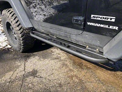 Affordable Offroad Bolt-On Rock Sliders; Bare Metal (07-18 Jeep Wrangler JK 2-Door)