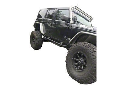 Affordable Offroad Lower Body Armor with Rock Sliders; Black (07-18 Jeep Wrangler JK 4-Door)