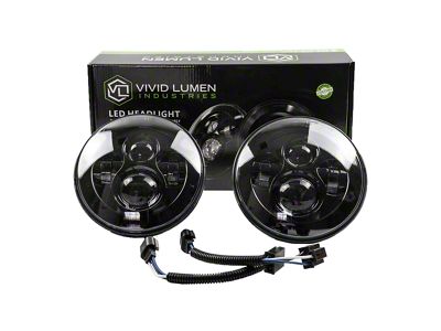 Vivid Lumen Industries ERA Series LED Headlights; Black Housing; Clear Lens (76-86 Jeep CJ7; 97-18 Jeep Wrangler TJ & JK)