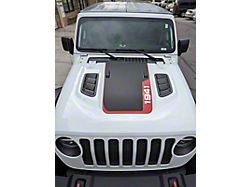 Hood Stripe with 1941 Logo; Matte Black with Red (18-23 Jeep Wrangler JL Rubicon)