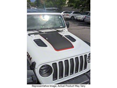 V2 Hood Stripe; Matte Black with Matte Black Pinstripe (20-24 Jeep Gladiator JT Launch Edition, Rubicon)
