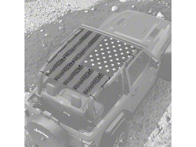 4x4 Attitude Sunshade; USA Gray Tire Treads (18-24 Jeep Wrangler JL 2-Door)