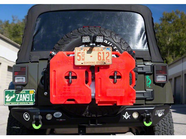 General Green Manufacturing Tire Carrier Accessory Mount Base with Top Mount, License Plate Mount and Tag Light (87-18 Jeep Wrangler YJ, TJ & JK)