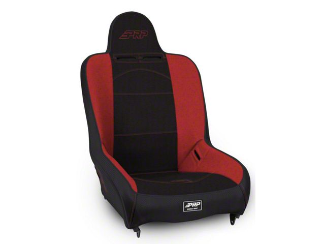 PRP Premier High Back Suspension Seat; Black/Red (Universal; Some Adaptation May Be Required)